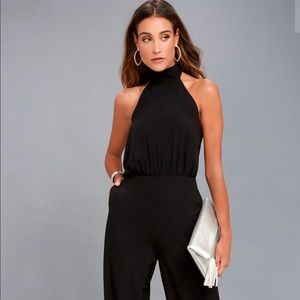 LULUS: Moment for Life Black Halter Jumpsuit